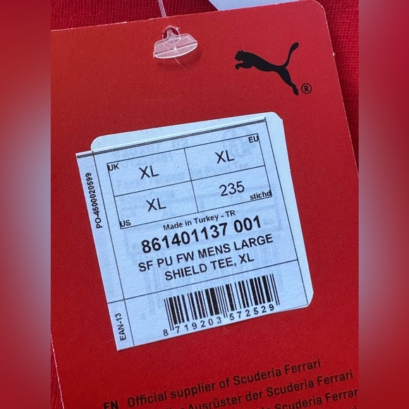 Scuderia Ferrari X Puma Big Ferrari Shield Logo Shirt Men’s XL New With Tags! - Picture 6 of 9